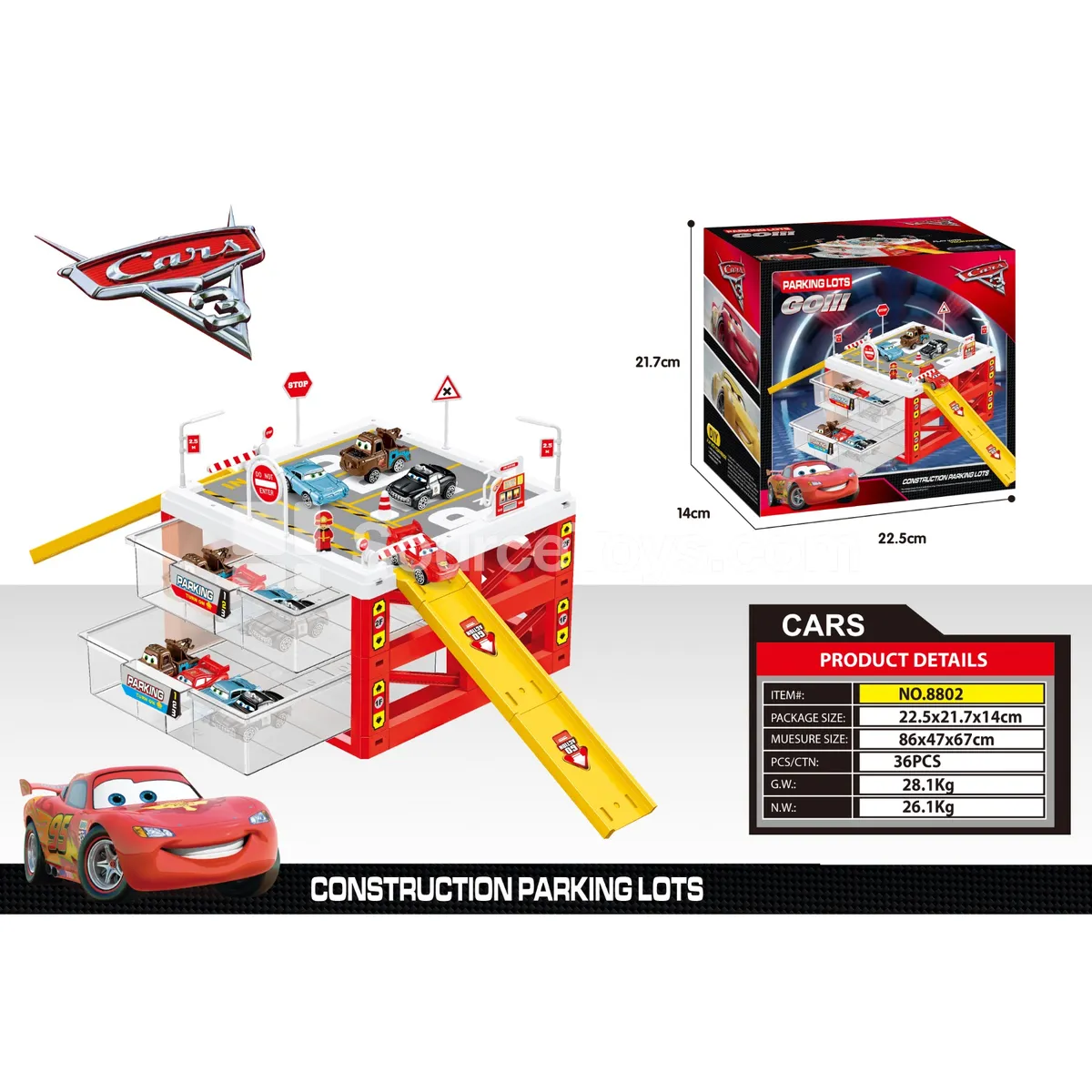 Red 2-Tier Storage Case with 4 Mini Cars Red 2-Tier Storage Case with 4 Mini Cars