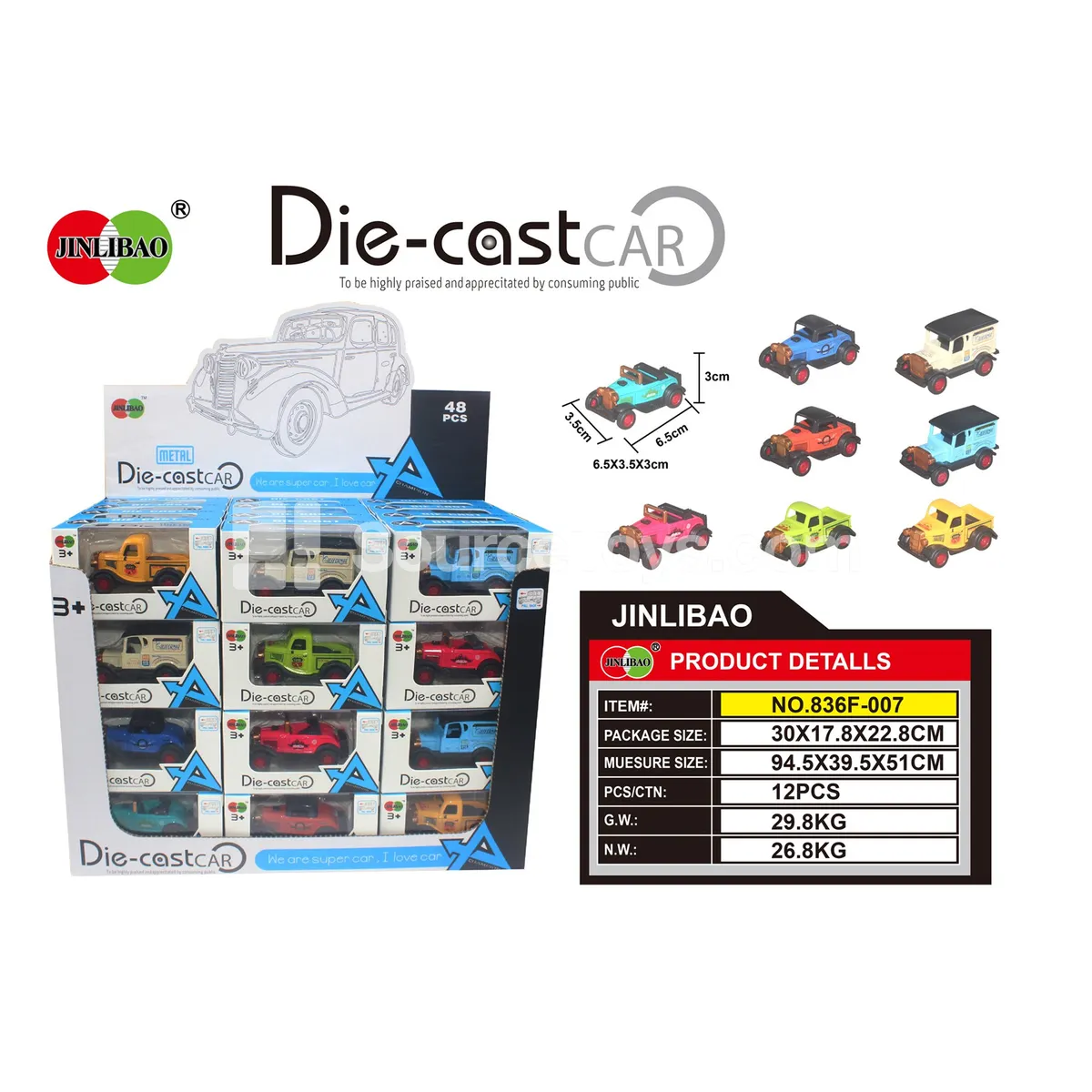 48PCS Display Box Pullback Alloy Vintage Cars 48PCS Display Box Pullback Alloy Vintage Cars