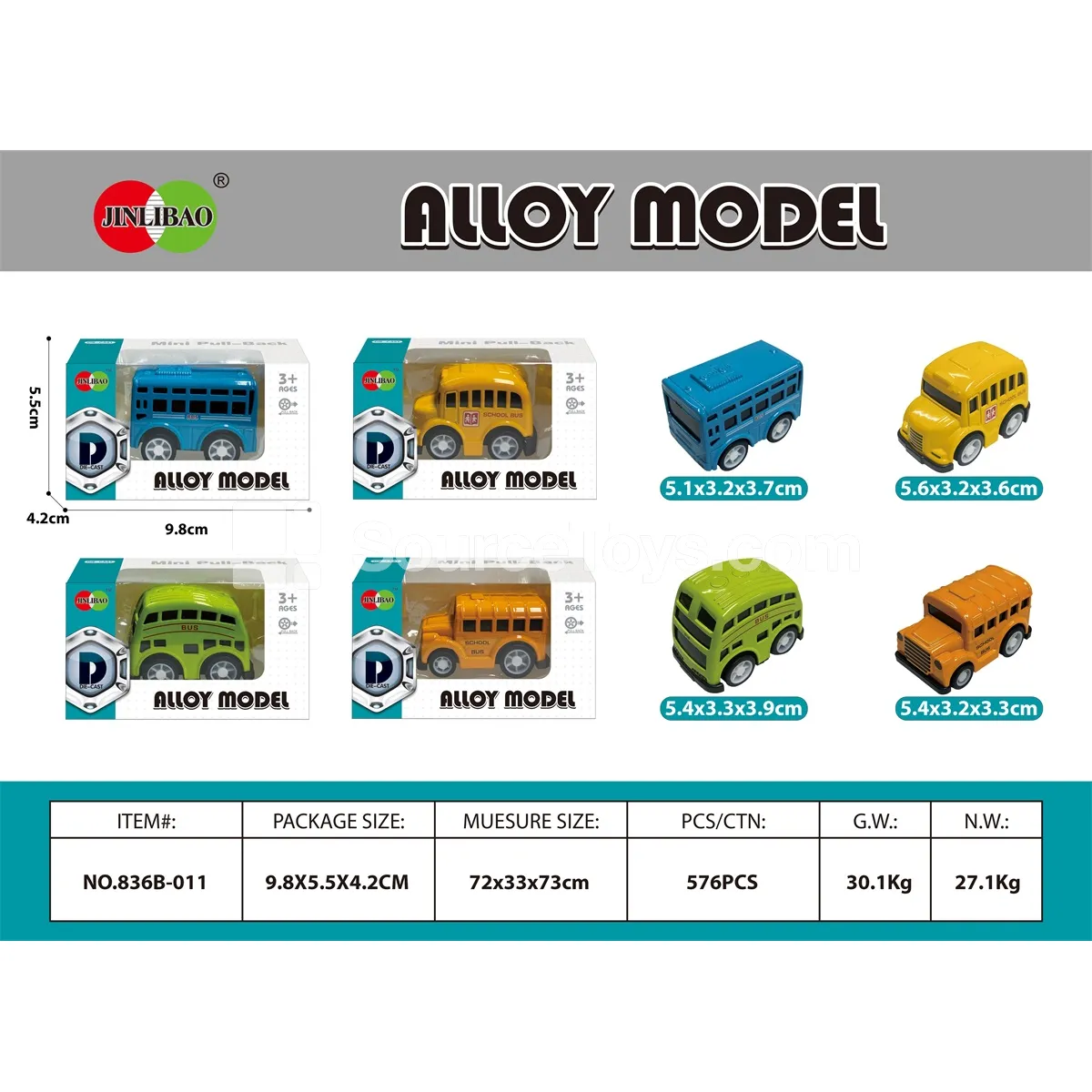 Mini Q-version Pullback Alloy School Bus