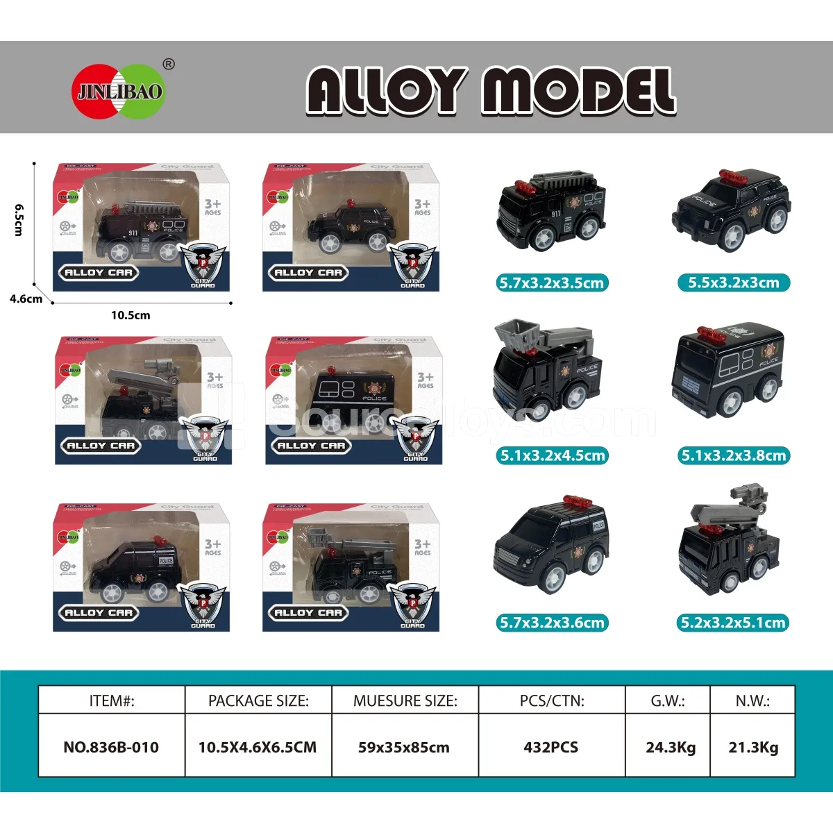 Mini Q-version Pull-back Alloy Police Car
