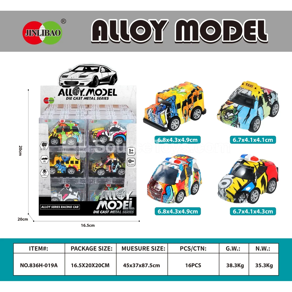 24-Piece Building Block Set with Alloy Q-Pullback Graffiti City Car